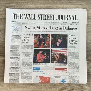 Wall Street Journal Nov 6 2024 Election Newspaper WSJ Presidential Donald Trump